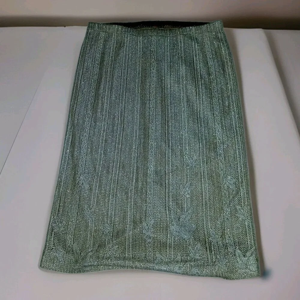 Vintage Antique Gold Midi Skirt Womens Sz Large Embroidered Sz Large Boho Chic